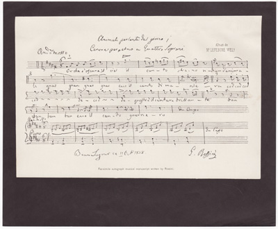 Fac-simile autograph musical manuscript written by Rossini